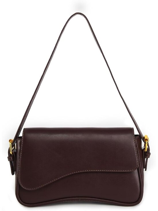 Handbags - Women's Coffee Colour Pu Leather Tote Bag 2 Removable Straps and Zipper Closure